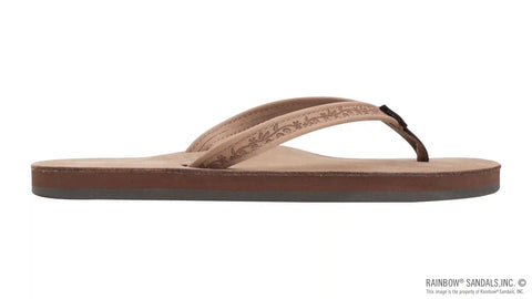 Las Flores - Single Layer Premier Leather with a Floral 1/2" Narrow Strap