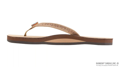 Las Flores - Single Layer Premier Leather with a Floral 1/2" Narrow Strap