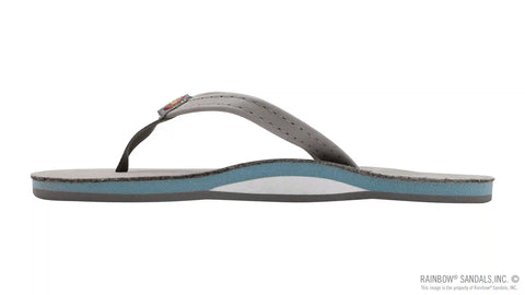 Signature Series -  Women's Single Layer Premier Grey Leather Lt. Blue Midsole 1/2" Narrow Strap