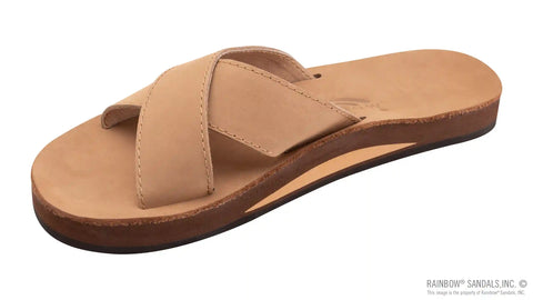 Premier Leather Single Layer Arch Cross Strap Flat Stitch