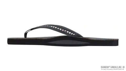 Crystal Collection - Single Layer Arch Support Leather 1/2" Narrow Strap with Crystals