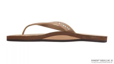 Crystal Collection - Single Layer Arch Support Leather 1/2" Narrow Strap with Crystals