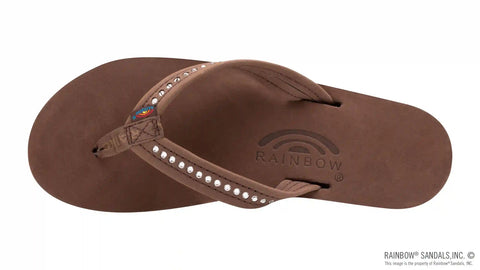 Crystal Collection - Double Layer Arch Support Leather 3/4" Medium Strap w/ Crystals