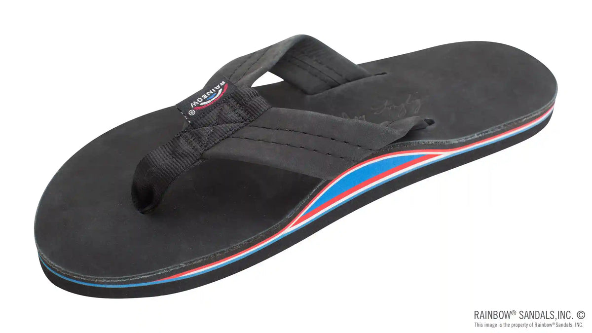 The Americana - Women's  Single layer Premier Leather Red White & Blue Mid Sole with a 1" Strap