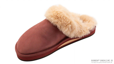Sunset Snugs - Leather, Fleece Lined Slipper Single Layer Arch